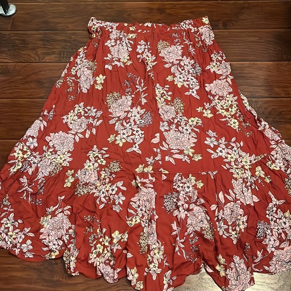 Torrid Floral Print Boho Hi-Lo Ruffle Maxi Skirt Contemporary Festival Feminine - Picture 9 of 16